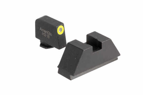 AmeriGlo suppressor height night sights for all Glock models except 42 and 43 with blacked out rear and hi-vis yellow outlined green front sight